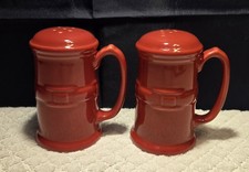 Longaberger Woven Traditions Pottery Stove Top Salt & Pepper Shaker Red Tomato picture