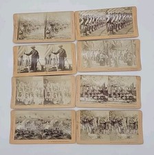 8 Vintage Stereo View Cards by  B. W. Kilburn  Military Militia Battles picture