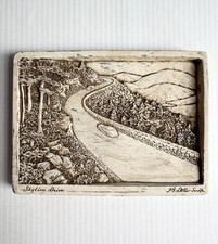 Vtg 1940 SKYLINE DRIVE Sculpted Chalkware Plaster Wall Hanging F.G. DePew picture