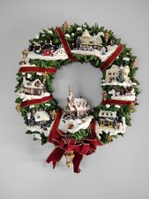 VTG Hamilton Collection Thomas Kinkade Lighted Christmas Village Wreath WORKS picture