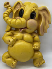Vintage 1973 Homco Yellow Elephant Wall Hanging Plaque Kitschy Anthropomorphic picture