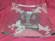 RARE Guenther Luna Disney Mickey Mouse Etched Crystal Glass 2pc large bowl picture