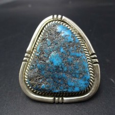 Huge 36g PHILLIP MORSE Sterling Silver KINGMAN TURQUOISE RING size 10 Wide Band picture