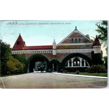 c1910 Lakewood Cemetery Entrance Gate Minneapolis MN Vintage Postcard PD1 picture