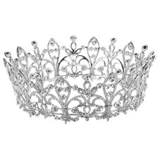Lurrose Bridal Rhinestone Crown Tiara Princess Full Round Crystal Crown Wedding picture
