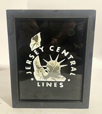 VTG Jersey Central Lines Railroad Reverse On Glass Lighted Sign 1950/60s  picture