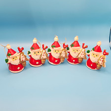 Vintage 1969's Blow Mold Plastic Santa's Set Of 5 , 3 Inches Tall 2 Inches Wide picture