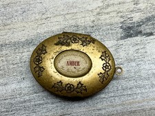 Antique Victorian “Amber” Solid Perfume Compact Brass Oval 