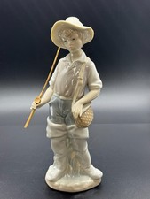 Lladro Gone Fishing Boy with Fishing Pole Porcelain Figurine #4809 No Box picture