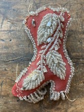 Antique 19th C Iroquois Indian Native American Beaded Pincushion Trade Boot picture