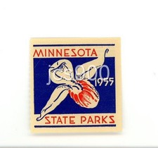 VINTAGE 1955 MINNESOTA STATE PARKS ORIGINAL WINDSHIELD AUTO PERMIT DECAL STICKER picture