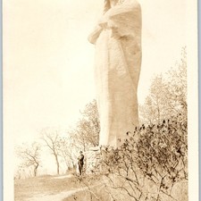 c1930s Black Hawk Monument RPPC Postcard Lorado Taft Statue Oregon IL Rock River picture