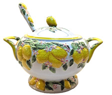 Temp-Tations Figural Fruit Lemons with Pink Flowers 3.5QT Soup Tureen with Ladle picture