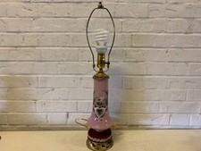 Antique Bristol Pink Glass Lamp with Swan Enamel Decorations picture