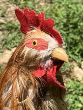 Vintage 18” Rustic Farmhouse/Folk Art Faux Taxidermy Rooster Large Statue picture