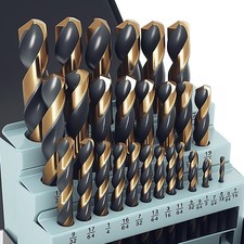 29Pcs Cobalt Drill Bit Set, 135 Degree Tip High Speed Steel with Black and Go... picture