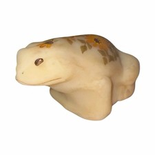 Vintage Fenton Custard Uranium Glass Frog Figurine Hand Painted K Boley  picture