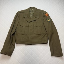 Original U.S. Army OD Wool Ike Jacket Army Specialist & Anti-Aircraft Patch 36R picture