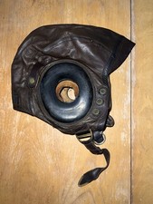 VINTAGE WWII A-11 BROWN LEATHER FLIGHT HELMET CAP sz XL AIR FORCES US ARMY picture