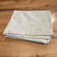 Simply Shabby Chic QUEEN 102” X 87” Flat Sheet Pillowcase Fabric Green Rose VTG picture