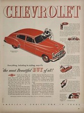 1949 Print Ad Chevrolet Fleetline Deluxe 4-Door Sedan Red Chevy Car Detroit,MI picture