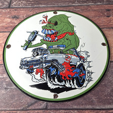 Vintage Rat Fink Porcelain Sign - Gas Pump Ghost Busters Slime Sign picture