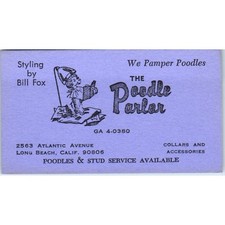 The Poodle Parlor Grooming Bill Fox Long Beach Vintage Business Card SD8-B10 picture