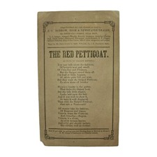 1850s Song Broadside “The Red Petticoat” Maggie Mitchell Fashion Baltimore Md picture
