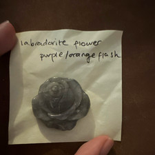Labradorite Flower Stone Carving with Purple/Orange Flash - Flower Carving picture
