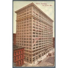 St Louis Mo Pierce Building + street view - 1910 postcard posted to Durand Mi picture