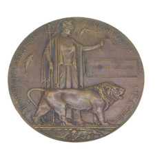 WW1 Bronze Death Penny or Plaque 'Alfred Allard' Antique c1915 picture