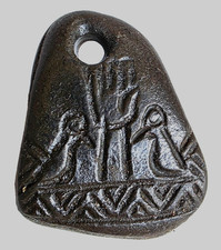 Ancient Carthage Punic Carved Gemstone Pendant Amulet Hand Sacred Birds Totem picture