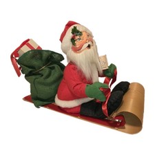 VTG Annalee Toboggan Santa Claus Doll Sleigh Gift Bag Retired Christmas 18