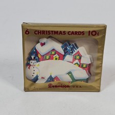 Vintage Dennison Christmas Cards Snowman Original Box New Old Stock picture