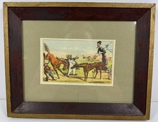Antique Currier & Ives Trade Card “In and Out of Condition” Horse Print w/ Frame picture