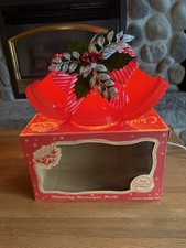 CHRISTMAS BLINKING LIGHTED 3 BELL CLUSTER IN BOX INDOOR OUTDOOR picture