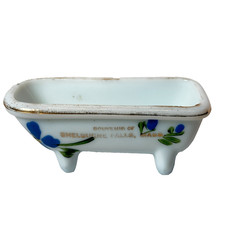 SHELBURNE FALLS MA Massachusetts Souvenir DEPRESSION WHITE TRINKET BATHTUB picture