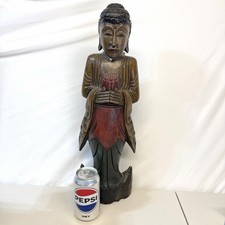 Asia Overland Hand-Carved Indonesian Buddha Wood Sculpture 20