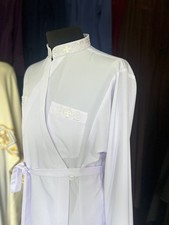 White cassock made of wet silk with embroidery - Orthodox style picture