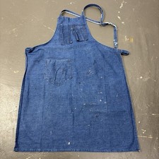 Vintage 60s Painted Denim Apron Cotton Workwear Distressed Artist Work Shop USA picture