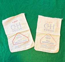C&H Vintage Printed Advertising Cloth Feed Sacks 5 lb Lot of 2 picture