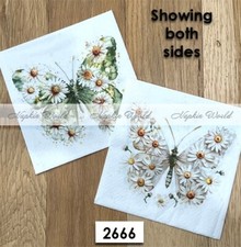 (2666) TWO Paper LUNCHEON Decoupage Art Craft Napkin FLORAL BUTTERFLIES, 2 sides picture