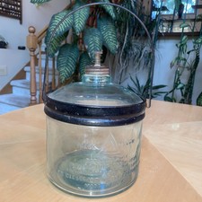 1919 Cleveland Metal Prod Glass Kerosene Stove Jug 8”Works Great Shape Handle picture