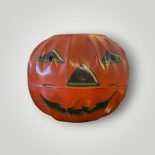 Vtg 1950s Halloween Tin Litho Jack O Lantern Candy Bucket Pail US Metal Toy Co picture
