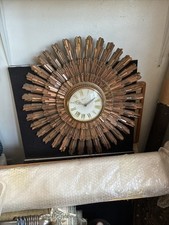 VINTAGE 1969 MCM MID CENTURY MODERN SYROCO SUNBURST LARGE WALL CLOCK 23