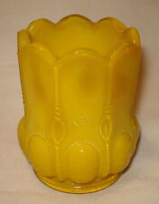 Boyd Buttercup Yellow Slag Glass Beaded Oval Medallion Knob Toothpick Holder picture