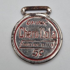 Antique 1912 Coca Cola Metal Watch Key Fob Silver Red 1900s Merch Logo Brand  picture