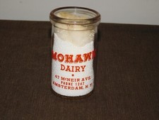 VINTAGE HALF PINT GLASS MILK BOTTLE MOHAWK DAIRY AMSTERDAM NY picture
