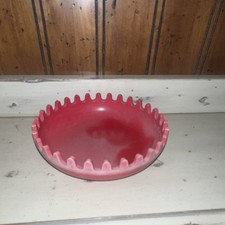 Vintage Red Plastic Bowl with Scalloped Rim, Made in Italy, des. A. Flechier picture