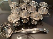 11 Vintage Silverplate Punch Cups and Ladle Rose Design Made /Japan picture